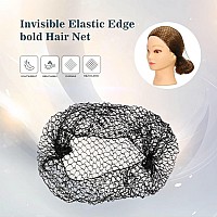 Coloryoung Hair Net 24Pcs Black Invisible Elastic Edge Thicker Mesh Hair Nets For Women Hair Bun Food Service Ballet Hair Net