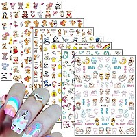 Cartoon Nail Art Stickers Cute Animal 3D Selfadhesive Decals Design Unicorn Bear Dog Cat Flowers Chicken Rabbit Heart Baby Na