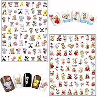 Cartoon Nail Art Stickers Cute Animal 3D Selfadhesive Decals Design Unicorn Bear Dog Cat Flowers Chicken Rabbit Heart Baby Na