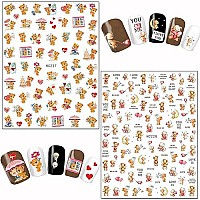 Cartoon Nail Art Stickers Cute Animal 3D Selfadhesive Decals Design Unicorn Bear Dog Cat Flowers Chicken Rabbit Heart Baby Na