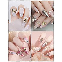 Ebanku 48 Pcs 3D Nails Art Rhinestones Luxury Shiny Nail Diamonds Rhinestones Metal Nail Jewels For Alloy Nail Decorations