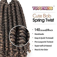 Toyotress Bob Spring Twist Hair 14 Inch 7 Pcs T27 Ombre Gold Cute Versatile Pretwisted Spring Twists Crochet Braids Synthet