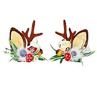 Toecwegr Christmas Reindeer Antlers Headband Hair Clips Hair Hoop Girl Holiday Beauty Headdress Antler Hairpin 3