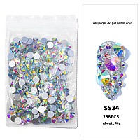 288Pcs Ss34 72Mm Crystals Ab Nail Rhinestones Round Flatback Nail Art Glass Gems Beads Stones For Nails Decoration Jewels Acces