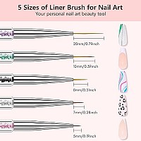 Makartt Doubleended Nail Art Brushes Set 5Pcs Nail Design Brushes Dotting Pen Multifunctional Nail Design Tools Kit Including