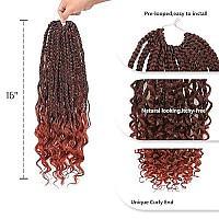 Toyotress Boho Box Braids Crochet Hair 16 Inch 8 Packs Ombre Orange Box Braids Crochet Hair Curly End Crochet Braids Shouler