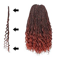 Toyotress Boho Box Braids Crochet Hair 16 Inch 8 Packs Ombre Orange Box Braids Crochet Hair Curly End Crochet Braids Shouler