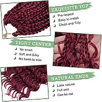 Goddess Box Braids Crochet Hair 12 Inch 8 Packs Red Burgundy Prelooped Bohemian Crochet Boho Box Braids With Curly Ends 3X Croc