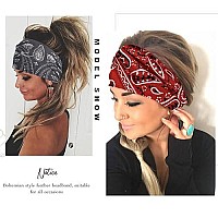 Gortin Boho Wide Headbands African Turban Head Bands Stretch Knotted Head Wraps Floral Elastic Yaga Hair Bands Fashion Hair Acce