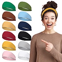 Lotus78 12 Pack Headbands For Women Fashionable Sports Hairbands Elastic Wide Headbands Nonslip Workout Yoga Sports Headband