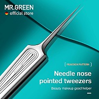 Mrgreen Ingrown Hair Tweezers Needle Nose Pointed Tips Tweezers For Eyebrows Splinters Blackhead Removal Acne Clip Extractor L