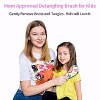 79Style 3Pcs Detangler Brush Set Tanglefree Hair Brush For Kids Toddlers Girls Boys With Curly Hair 74 Inch Lemon