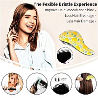 79Style 3Pcs Detangler Brush Set Tanglefree Hair Brush For Kids Toddlers Girls Boys With Curly Hair 74 Inch Lemon