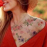 Everjoy Watercolor Flowers Birds Realistic Temporary Tattoos 40 Designs Waterproof Tattoos For Women And Men 20 Pcs