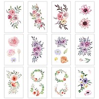 Everjoy Watercolor Flowers Birds Realistic Temporary Tattoos 40 Designs Waterproof Tattoos For Women And Men 20 Pcs