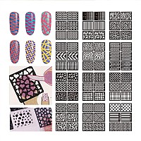 Nail Stencils For Nail Art Reusable Nail Vinyl Stencils Sticker 144 Pieces 72 Designs Hollow Diy Manicure Decoration Decals Fren