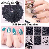 Nail Stencils For Nail Art Reusable Nail Vinyl Stencils Sticker 144 Pieces 72 Designs Hollow Diy Manicure Decoration Decals Fren