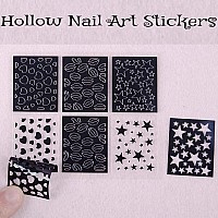 Nail Stencils For Nail Art Reusable Nail Vinyl Stencils Sticker 144 Pieces 72 Designs Hollow Diy Manicure Decoration Decals Fren