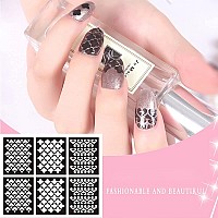 Nail Stencils For Nail Art Reusable Nail Vinyl Stencils Sticker 144 Pieces 72 Designs Hollow Diy Manicure Decoration Decals Fren