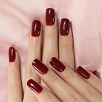 Cherries Fake Nails Pure Color Full Cover Medium Length False Nails Press On Tips Arc Head Artificial Nail Kit Manicure Diy Home