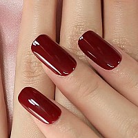 Cherries Fake Nails Pure Color Full Cover Medium Length False Nails Press On Tips Arc Head Artificial Nail Kit Manicure Diy Home