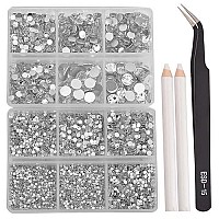 Ncb 8000Pcs Non Hotfix Rhinestones 10 Sizes Flatback Crystal Glass Rhinestones With Tweezers And Picking Pen For Nail Art Clothe