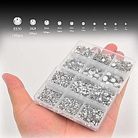 Ncb 8000Pcs Non Hotfix Rhinestones 10 Sizes Flatback Crystal Glass Rhinestones With Tweezers And Picking Pen For Nail Art Clothe