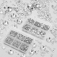 Ncb 8000Pcs Non Hotfix Rhinestones 10 Sizes Flatback Crystal Glass Rhinestones With Tweezers And Picking Pen For Nail Art Clothe