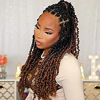 Toyotress Tiana Passion Twist Hair 20 Inch 8 Packs Pretwisted Crochet Braids Ombre Brown Long Prelooped Synthetic Braiding