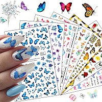 Butterfly Nail Art Stickers 3D Selfadhesive Nail Decals Colorful Butterflies Spring Flowers Nail Designs For Acrylic Nails Sup