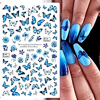 Butterfly Nail Art Stickers 3D Selfadhesive Nail Decals Colorful Butterflies Spring Flowers Nail Designs For Acrylic Nails Sup