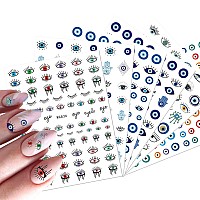 Evil Eye Nail Art Stickers Decals 3D Selfadhesive Witch Nail Art Supplies Pegatinas Para Uas Khamsah Polka Dot Hand Of Fatima