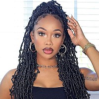 Toyotress Butterfly Locs Crochet Hair 20 Inch 7Pcs Ombre Brown Pretwisted Distressed Crochet Braids Long Faux Locs Preloope