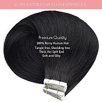 Loxxy Real Remy Human Hair Extensions Tape In Invisible Silky Straight Double Sided Jet Black Natural Hair Extensions Tape In Fu