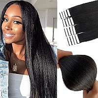 Light Yaki Tape In Hair Extensions Human Hair For Black Women Yaki Straight Real Human Hair Tape In Extensions Natural Black Yak