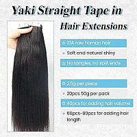 Light Yaki Tape In Hair Extensions Human Hair For Black Women Yaki Straight Real Human Hair Tape In Extensions Natural Black Yak