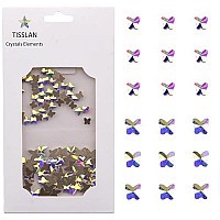 Tisslan 100Pcs 2 Size Glass Flat Back Crystal Ab Butterfly Shape Nail Rhinestones 3D Stone Gems For Beauty Acrylic Nails Decorat