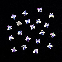 Tisslan 100Pcs 2 Size Glass Flat Back Crystal Ab Butterfly Shape Nail Rhinestones 3D Stone Gems For Beauty Acrylic Nails Decorat