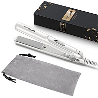 Wavytalk 07 Inch Ceramic Mini Hair Straightener Small Flat Irons For Short Hair Curls Bangs Travel Friendly White