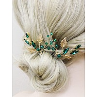 Brihasory Emerald Green Rhinestone Hair Pins Wedding Hair Accessories For Women Handmade Bridesmaid Gifts Bridal Hair Clips Prom