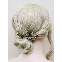 Brihasory Emerald Green Rhinestone Hair Pins Wedding Hair Accessories For Women Handmade Bridesmaid Gifts Bridal Hair Clips Prom