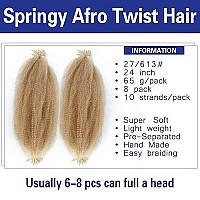 Springy Afro Twist Hair 24 Inches Preseparated Marley Twist Braiding Hair 8 Pack Spring Twist Hair Afro Twist Hair For Soft Loc