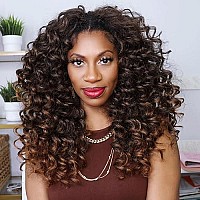 Toyotress Ocean Wave Crochet Hair 14 Inch 8 Packs Ombre Brown Crochet Braids Deep Twist Synthetic Braiding Hair Extensions 14