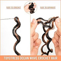 Toyotress Ocean Wave Crochet Hair 12 Inch 8 Packs Black Mix Brown Crochet Braids Deep Twist Synthetic Braiding Hair Extensions