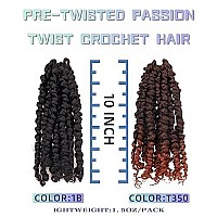 10 Inches 9 Packs Passion Twist Crochet Hairmixed Color Combo Pack7 Packs 1B2 Packs T1B350 Pretwisted Pre Looped Synthetic