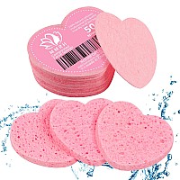 50Count Heart Shape Compressed Facial Sponges 100 Natural Cosmetic Spa Sponges For Facial Cleansing For Daily Facial Cleansin