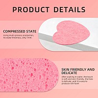 50Count Heart Shape Compressed Facial Sponges 100 Natural Cosmetic Spa Sponges For Facial Cleansing For Daily Facial Cleansin