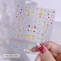 Dinosaur Nail Art Stickers Decals Cute Monster Nail Art Sticker Flower Loving Smile Decals 3D Self Adhesive Diy Design Fashion T