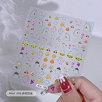 Dinosaur Nail Art Stickers Decals Cute Monster Nail Art Sticker Flower Loving Smile Decals 3D Self Adhesive Diy Design Fashion T