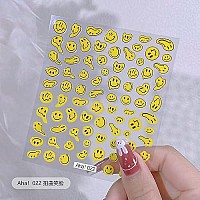 Graffiti Fun Nail Art Stickers Decals Abstract Yellow Twisted Face Nail Art Sticker 3D Self Adhesive Diy Design Fashion Trend Gl